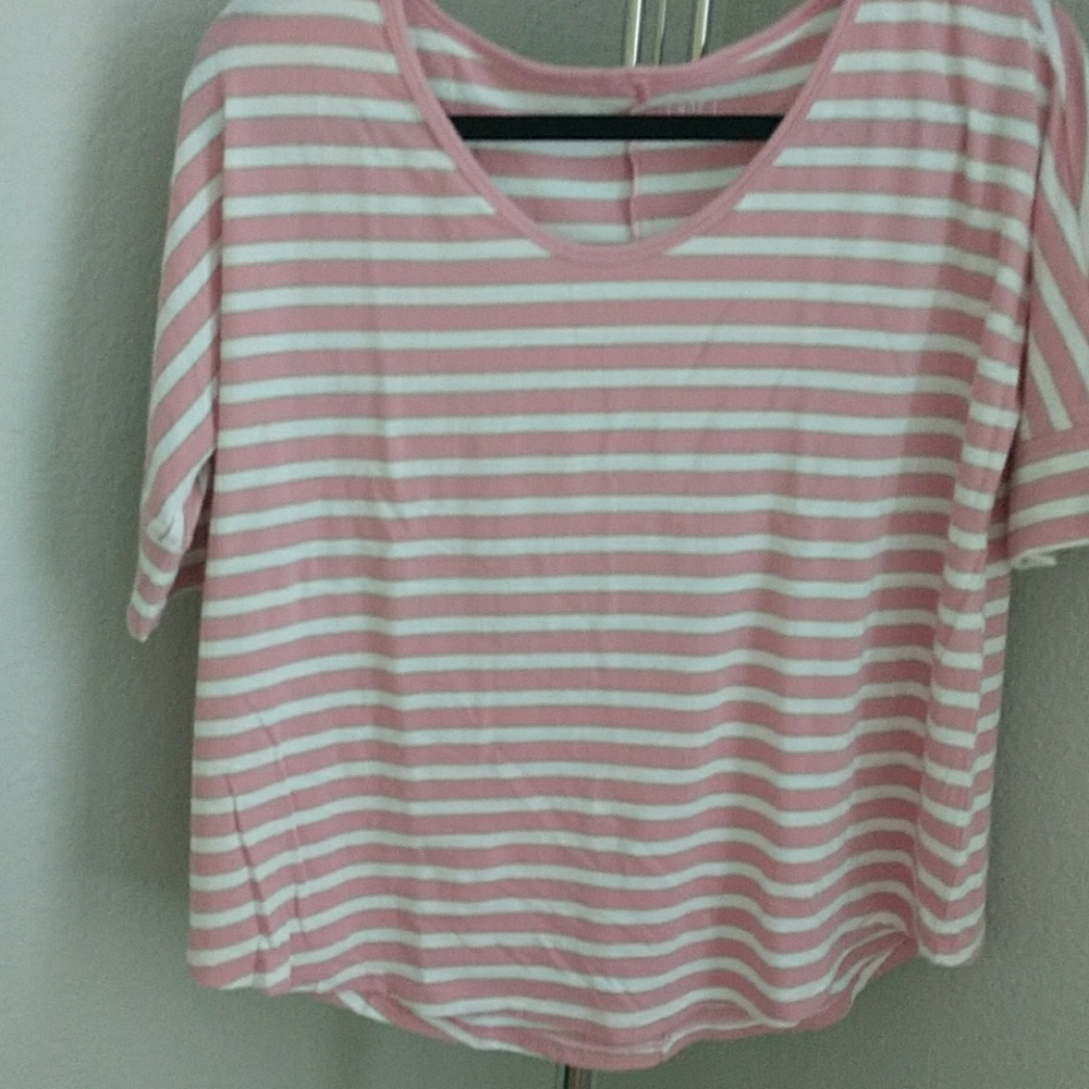 Salmon pink striped shirt